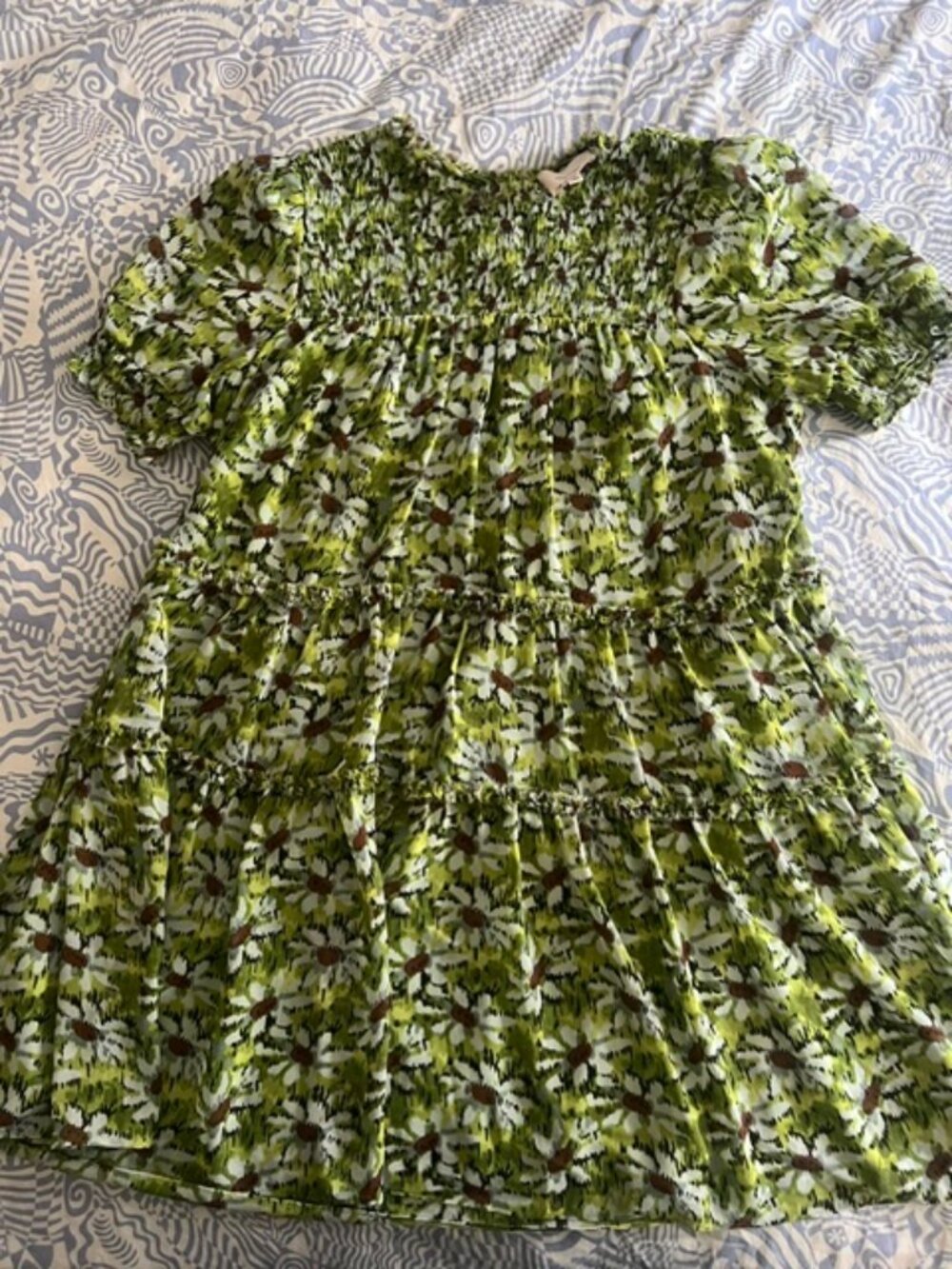 cinq à sept Rika Green Smocked Dress, Size 12 (could fit smaller sizes)
